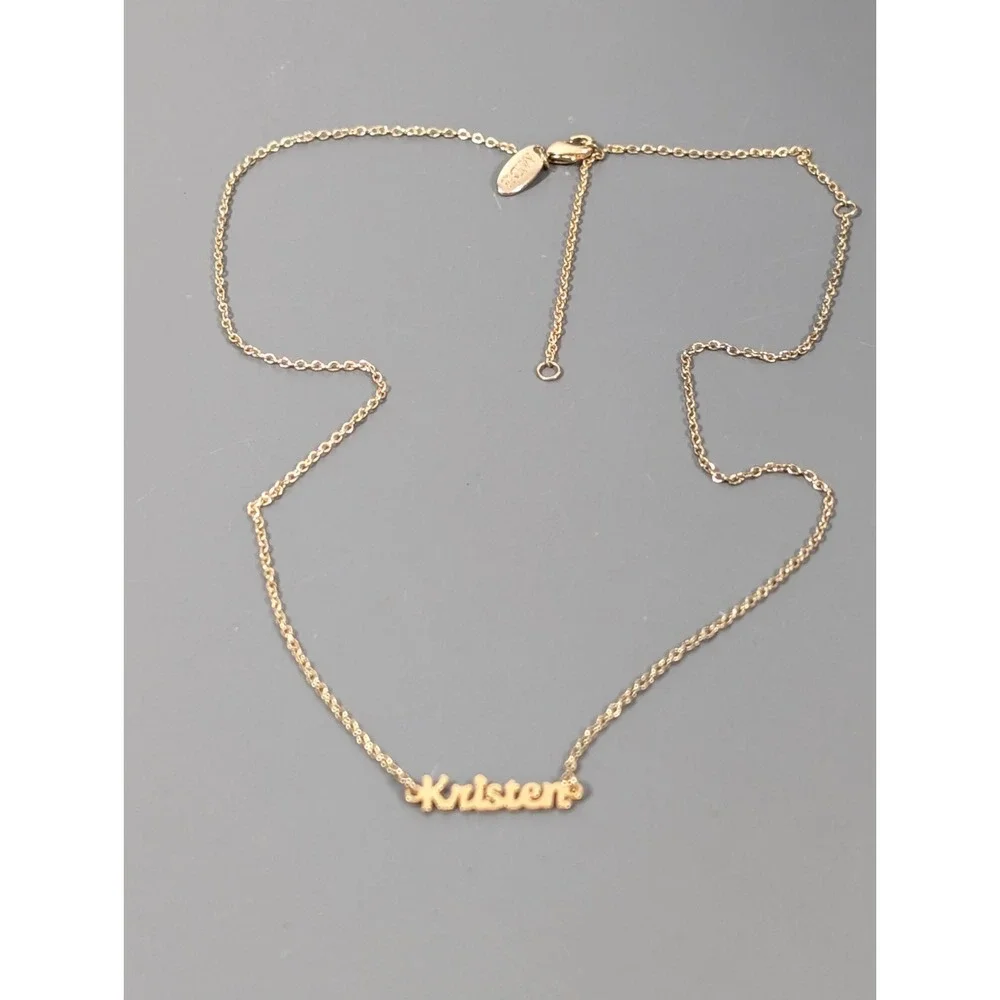 MDB Gold Tone Kristen Necklace Name Retro Dainty‎ 20 inch Classic for Layering